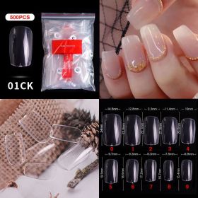 1 Bag 500PCS Artificial Nail Art Tips;  Coffin Long Square Stiletto Nail Fake Tips - 01CK