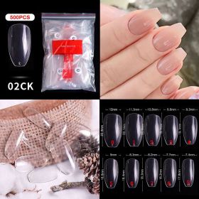 1 Bag 500PCS Artificial Nail Art Tips;  Coffin Long Square Stiletto Nail Fake Tips - 02CK