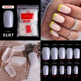 1 Bag 500PCS Artificial Nail Art Tips;  Coffin Long Square Stiletto Nail Fake Tips - 01NT