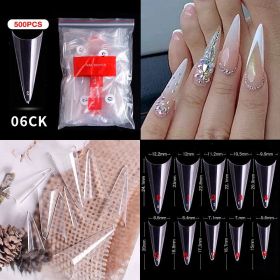 1 Bag 500PCS Artificial Nail Art Tips;  Coffin Long Square Stiletto Nail Fake Tips - 06CK