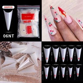 1 Bag 500PCS Artificial Nail Art Tips;  Coffin Long Square Stiletto Nail Fake Tips - 06NT