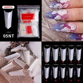 1 Bag 500PCS Artificial Nail Art Tips;  Coffin Long Square Stiletto Nail Fake Tips - 05NT