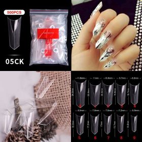 1 Bag 500PCS Artificial Nail Art Tips;  Coffin Long Square Stiletto Nail Fake Tips - 05CK