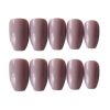 Pure Color Fake Nails Party Prom Full Cover Long False Nails Art Tips Set; Milk Tea Color Fake Nails - Default