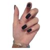 Long False Fingernails Matte Black Artificial False Nails Tips Full Cover Fake Nails Nail Art - Default