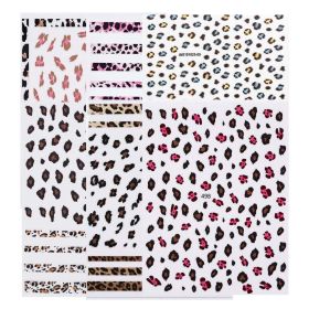 6 Sheets Random Color Leopard Print Nail Stickers Self-Adhesive DIY Nail Art Decals Decorations Nail Decals - Default