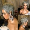 Women's wig short hair silver gray mechanism rose net chemical fiber wig head set Pixie cut wig - vuff0f