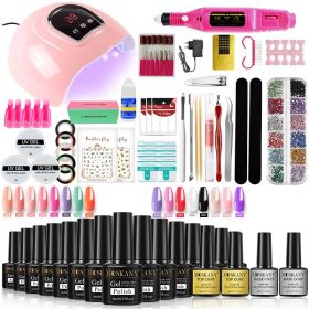 MOSKANY Professional Nail Set Nail Gel Kit With 120W/54W UV Nail Lamp And Nail Drill For All Drying Gel Nail Polish Manicure Set - YH43-2