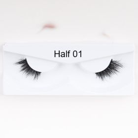 1Pair Mink Half Lashes Soft Thick Eye End Lengthening Faux Eyelashes Natural Long Handmade Eyelash Cross Curl 3D Lash For Makeup - 01