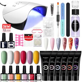 Manicure Set Poly Extension Nail Kit Gel Nails Complete Kit Gel For Extension Semi Permanent UV Varnish Kit Nail Tools Sets - 36W 12PC Set4