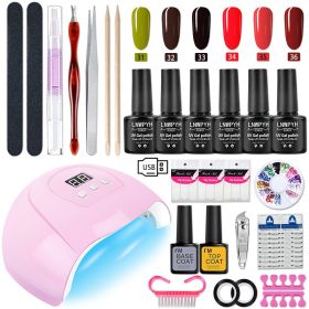 Manicure Set Poly Nail Gel Kit Professional Nail Set With Nail Lamp Acrylic Extension Gel Nail Polish All For Nail Gel Tools Kit - S039-X4-(31-36)