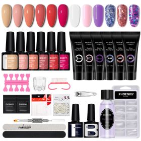 Manicure Set Poly Extension Nail Kit Gel Nails Complete Kit Gel For Extension Semi Permanent UV Varnish Kit Nail Tools Sets - 12PC New Gel Set1