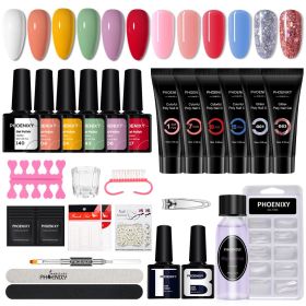 Manicure Set Poly Extension Nail Kit Gel Nails Complete Kit Gel For Extension Semi Permanent UV Varnish Kit Nail Tools Sets - 12PC New Gel Set3