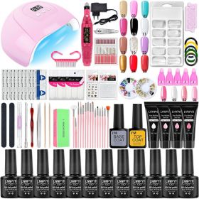 Manicure Set Poly Nail Gel Kit Professional Nail Set With Nail Lamp Acrylic Extension Gel Nail Polish All For Nail Gel Tools Kit - X4 12-4 fixed color