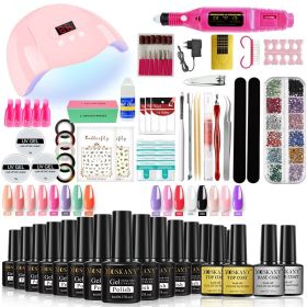 Nail Gel Kit Professional Nail Set With 120W/54W UV Nail Lamp And Nail Drill For All Drying Gel Nail Polish Manicure Set - YH43-1