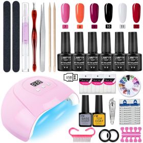 LNWPYH Nail Set UV LED Lamp Dryer With 18/12 pcs Nail Gel Polish Kit Soak Off Manicure Tools Set electric Nail drill Nail Tools - S039-X4-(7-12)