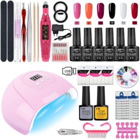 LNWPYH Nail Set UV LED Lamp Dryer With 18/12 pcs Nail Gel Polish Kit Soak Off Manicure Tools Set electric Nail drill Nail Tools - S040-X4-(7-12)