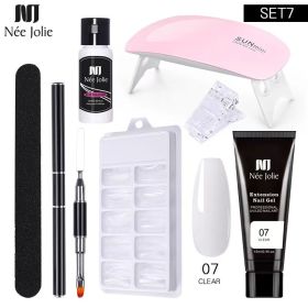 Nail Gel Set 6W LED Lamp Full Manicure Set Quick Extension Nail Kit Gel Building Polygels Set For Nails Tool Kit Nail Art Kit - seven piece set 8