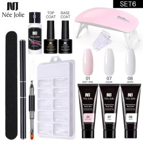 Nail Gel Set 6W LED Lamp Full Manicure Set Quick Extension Nail Kit Gel Building Polygels Set For Nails Tool Kit Nail Art Kit - seven piece set 6