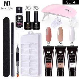 Nail Gel Set 6W LED Lamp Full Manicure Set Quick Extension Nail Kit Gel Building Polygels Set For Nails Tool Kit Nail Art Kit - eleven piece set 4