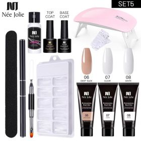 Nail Gel Set 6W LED Lamp Full Manicure Set Quick Extension Nail Kit Gel Building Polygels Set For Nails Tool Kit Nail Art Kit - eleven piece set 5