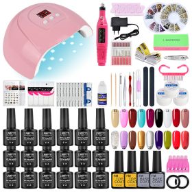 LNWPYH Nail Set UV LED Lamp Dryer With 18/12 pcs Nail Gel Polish Kit Soak Off Manicure Tools Set electric Nail drill Nail Tools - X4 18 fixed color