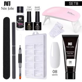 Nail Gel Set 6W LED Lamp Full Manicure Set Quick Extension Nail Kit Gel Building Polygels Set For Nails Tool Kit Nail Art Kit - nine piece set 8