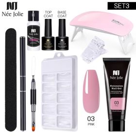 Nail Gel Set 6W LED Lamp Full Manicure Set Quick Extension Nail Kit Gel Building Polygels Set For Nails Tool Kit Nail Art Kit - nine piece set 5