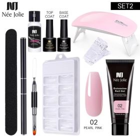 Nail Gel Set 6W LED Lamp Full Manicure Set Quick Extension Nail Kit Gel Building Polygels Set For Nails Tool Kit Nail Art Kit - nine piece set 3