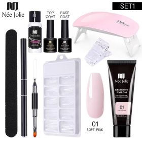 Nail Gel Set 6W LED Lamp Full Manicure Set Quick Extension Nail Kit Gel Building Polygels Set For Nails Tool Kit Nail Art Kit - nine piece set 2