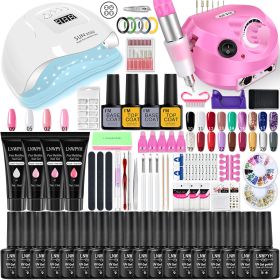 LNWPYH Nail Set UV LED Lamp Dryer With 18/12 pcs Nail Gel Polish Kit Soak Off Manicure Tools Set electric Nail drill Nail Tools - S055-X5-(10-27)