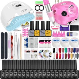 LNWPYH Nail Set UV LED Lamp Dryer With 18/12 pcs Nail Gel Polish Kit Soak Off Manicure Tools Set electric Nail drill Nail Tools - S057-X5-(10-27)