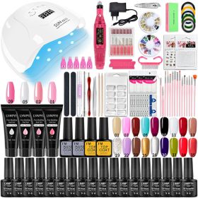 LNWPYH Nail Set UV LED Lamp Dryer With 18/12 pcs Nail Gel Polish Kit Soak Off Manicure Tools Set electric Nail drill Nail Tools - X5 18-4 fixed color