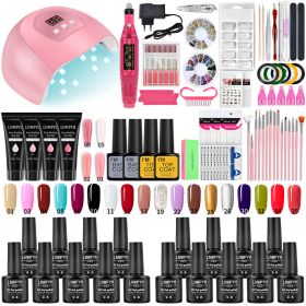 LNWPYH Nail Set UV LED Lamp Dryer With 18/12 pcs Nail Gel Polish Kit Soak Off Manicure Tools Set electric Nail drill Nail Tools - X4 18-4 fixed color