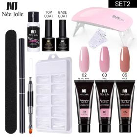 Nail Gel Set 6W LED Lamp Full Manicure Set Quick Extension Nail Kit Gel Building Polygels Set For Nails Tool Kit Nail Art Kit - eleven piece set 2