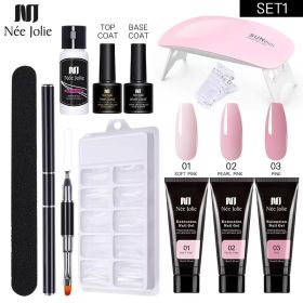 Nail Gel Set 6W LED Lamp Full Manicure Set Quick Extension Nail Kit Gel Building Polygels Set For Nails Tool Kit Nail Art Kit - eleven piece set 1