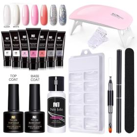 Nail Gel Set 6W LED Lamp Full Manicure Set Quick Extension Nail Kit Gel Building Polygels Set For Nails Tool Kit Nail Art Kit - fifteen piece set 2