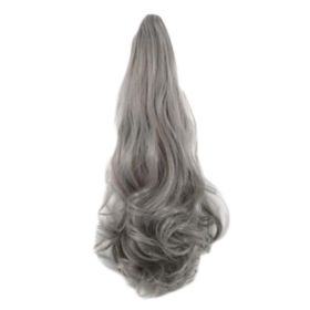 Ponytail Extension Claw Curly Wavy Clip-on Hairpiece One Piece Long Ponytail Hair Extensions,Grey - Default