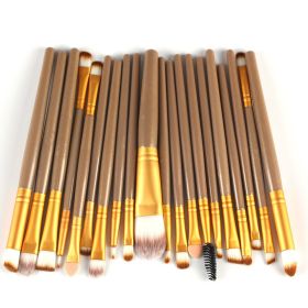 20Pcs Makeup Brushes Set Professional Plastic Handle Soft Synthetic Hair Powder Foundation Eyeshadow Make Up Brushes Cosmetics - Brown