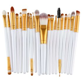 20Pcs Makeup Brushes Set Professional Plastic Handle Soft Synthetic Hair Powder Foundation Eyeshadow Make Up Brushes Cosmetics - White