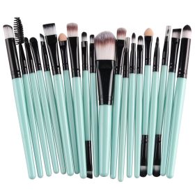 20Pcs Makeup Brushes Set Professional Plastic Handle Soft Synthetic Hair Powder Foundation Eyeshadow Make Up Brushes Cosmetics - GreenBlack