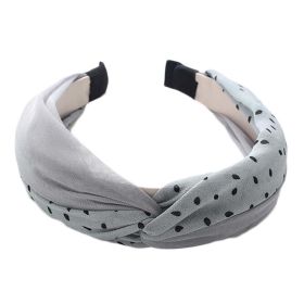 Wide Cross Headband Chiffon Polka Dot Hair Accessories Cloth Turban Headband for Women,Grey Blue - Default