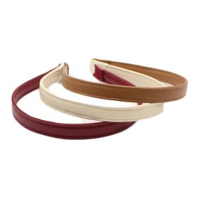 3 Pcs Random Color PU Leather Headband Classic Hairband for Women Girls - Default