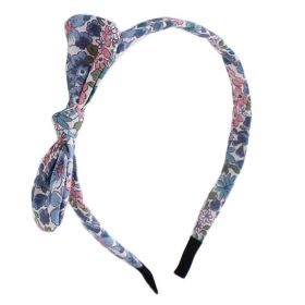 Blue Daisy Floral Thin Headband Bowknot Skinny Hairband Hair Accessories for Womens Girls - Default