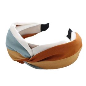 Womens Wide Headband Color Matching Turban Hairband Hair Accessories, Orange Yellow Blue - Default