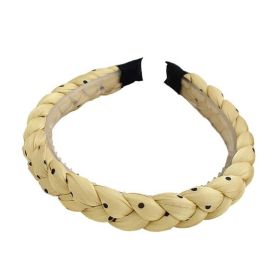 Yellow Sponge Twist Braided Heandband Women Dots Thick Headband Hair Accessories Hair Band - Default