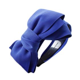 Blue Womens Handmade Large Bowknot Wide Hairband Fabric Headband Hair Loop - Default