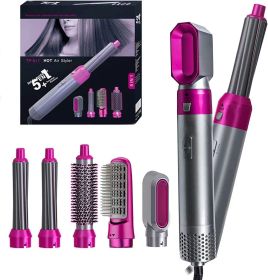 5 in 1 Curling Wand Set Professional Hair Curling Iron for Multiple Hair Types and Styles Fuchsia - Fuchsia