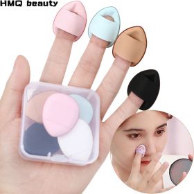 10 Pcs Mini Finger Puff Foundation Powder Detail Makeup Sponge Face Concealer Cream Blend Cosmetic Accessories Makeup Tools - Black