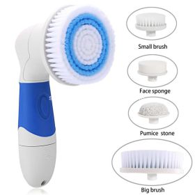 1set Face wash instrument cleansing silicone household silicone ultrasonic vibration massage electric female face wash artifact to clean pores - Blue